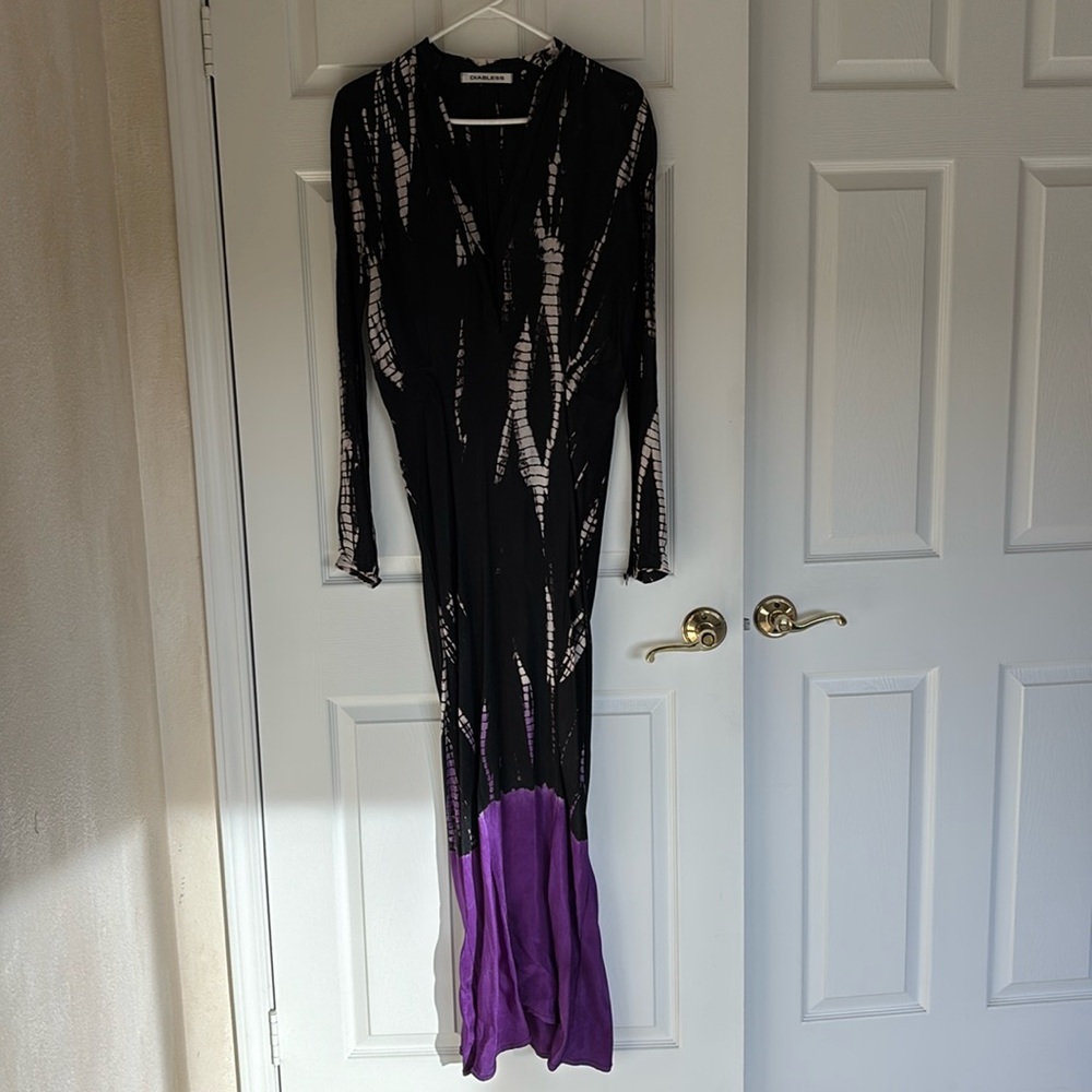 Black and Purple Long Sleeve Dress